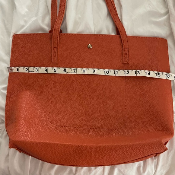 Pair of Orange and Gray/Blue Vegan Leather Tote Bags with Tassel - Picture 5 of 12